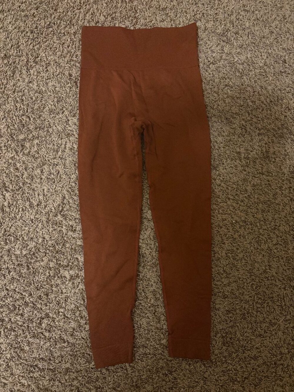 We Wore What Athletic Leggings Small Rust Brown Ankle Length Wide Waistband